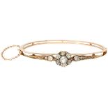 Victorian 15K. yellow gold cluster bangle bracelet set with approx. 1.15 ct. diamond.