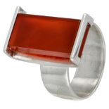 Sterling silver ring with red agate by Finnish designer Elis Kauppi for Kupittaan Kulta.