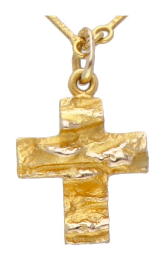 14K. Yellow gold necklace with 'Lapland's Cross' pendant by Björn Weckström for Lapponia. - Image 2 of 5