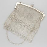Evening bag with silver frame.