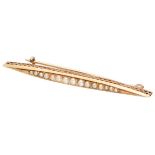 Antique 14K. rose gold brooch set with seed pearls.