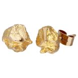 14K. Yellow gold 'Nugget' stud earrings by Björn Weckström for Lapponia.