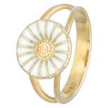 Gold-plated silver white enamel 'Daisy' ring designed by Anton Michelsen for Georg Jensen.