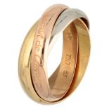 Classic 18K. tricolor gold 'Les Must de Cartier' Trinity ring.