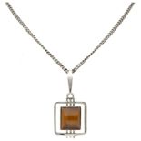 835 Silver necklace with pendant set with tiger's eye by Finnish designer Karl Laine.