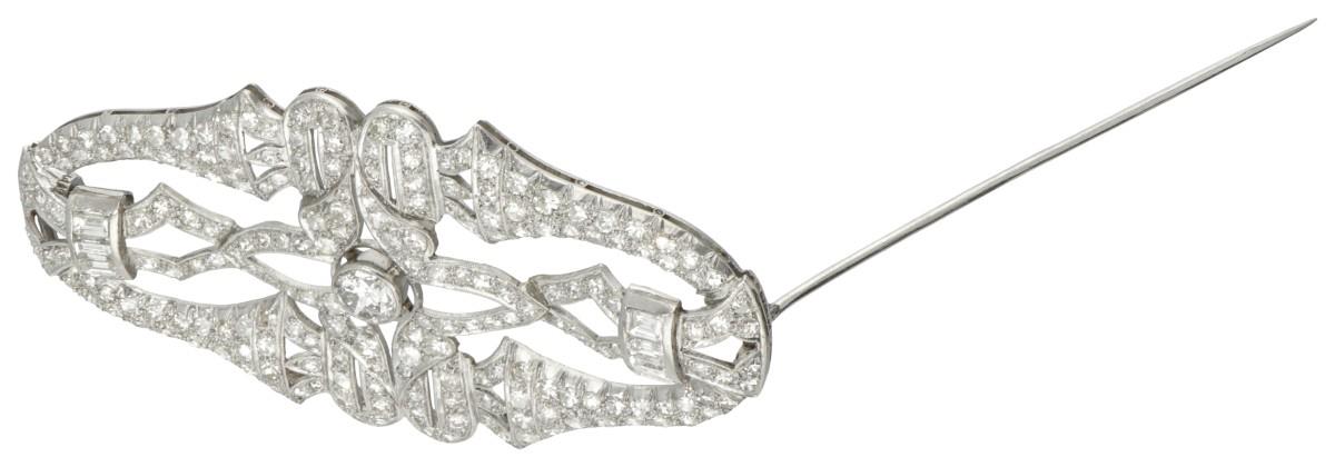 Pt 900 platinum Art Deco brooch set with approx. 11.30 ct. diamond. - Image 5 of 6