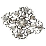 Georgian 835 silver brooch set with rose cut diamond.