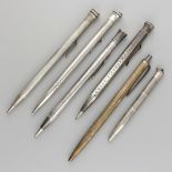 6-piece lot pens & pencils silver.