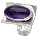 Sterling silver ring with amethyst by Danish designer Niels Erik From.
