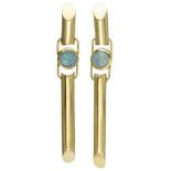 Vintage 18K. yellow gold Italian design earrings set with opal.