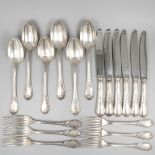 18-piece set dinner cutlery Christofle, model Marly, silver plated.