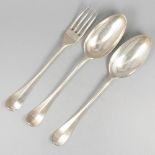 3-piece lot spoons & fork (Amsterdam, Johannes Schiotling 1762-1799) silver.