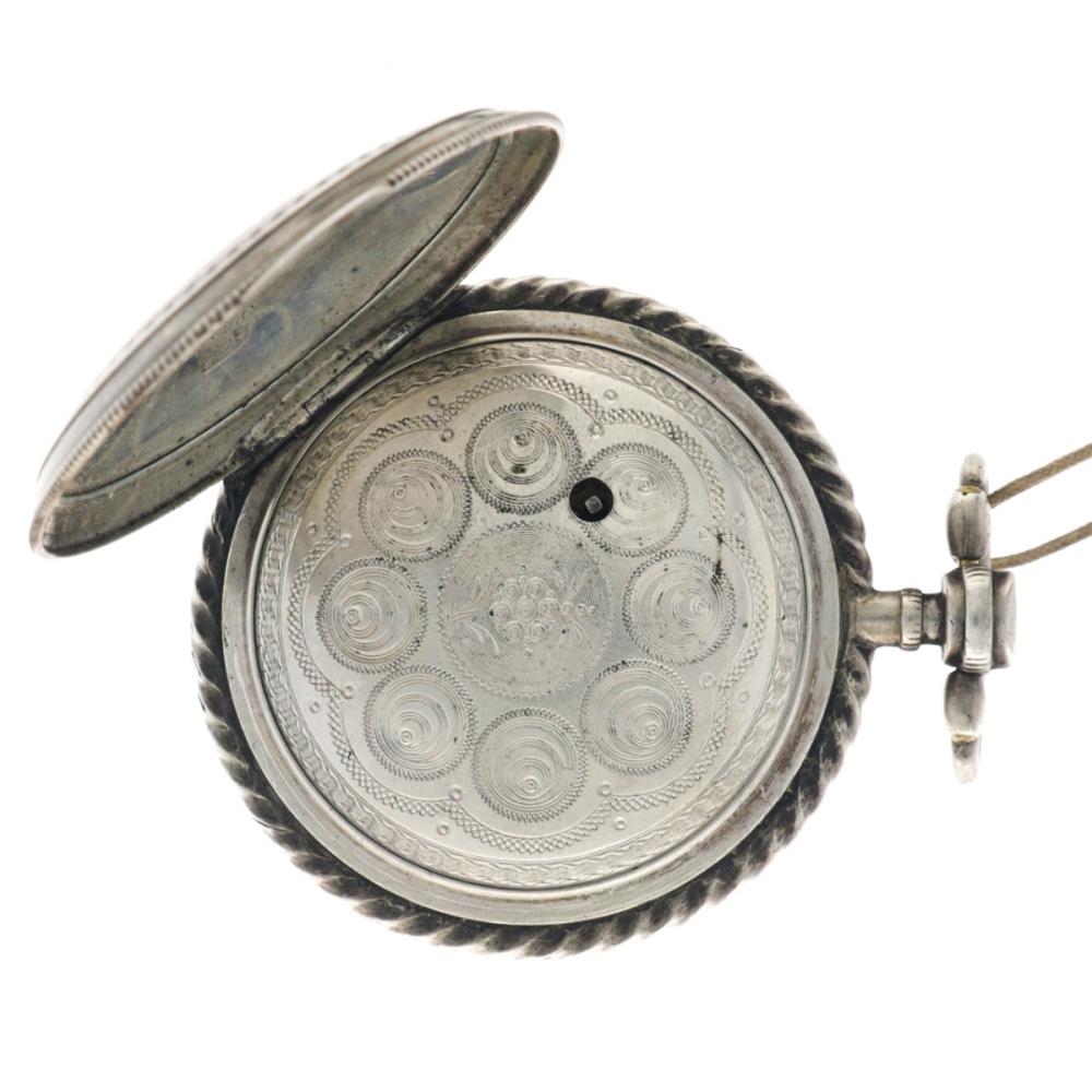 Silver Pocket Watch Verge Fusee- Men's pocket watch - approx. 1850. - Image 3 of 8