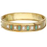 BLA 10K. yellow gold vintage bangle bracelet set with approx. 0.60 ct. diamond and approx. 1.16 ct.