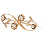 Antique 14K. rose gold brooch set with approx. 0.43 ct. diamond.