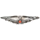 Art Deco 833 silver Amsterdam School brooch with red coral.