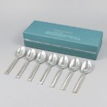 7-piece lot coffee spoons Christofle Sterling, model Commodore, silver.