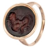 Vintage BLA 10K. rose gold ring set with an intaglio of the Greek God of the sea Poseidon.