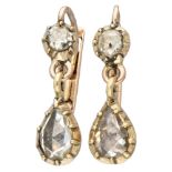 Antique 14K. yellow gold earrings set with rose cut diamond.