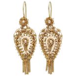 Antique 14K. yellow gold Dutch regional costume earrings with elegant cannetille work.