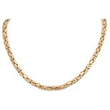 18K. Yellow gold Byzantine link necklace.