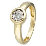 14K. Yellow gold cluster ring set with approx. 0.10 ct. diamond.