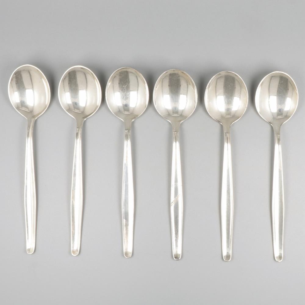 6-piece set dinner spoons "model Jeunesse'' silver.