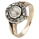 Antique 14K. yellow gold/sterling silver halo ring set with rose cut diamonds.