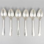 6-piece set breakfast spoons ''Haags Lofje'' silver.