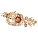 Vintage 14K. yellow gold brooch set with rose cut diamonds.