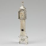 Miniature grandfather clock silver.