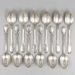 12-piece set of dessert spoons Christofle, model Marly silver-plated.