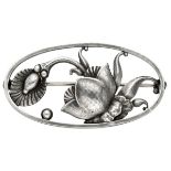 Sterling silver no.274 floral Art Deco brooch by Gundorph Albertus for Georg Jensen, approx. 1940.