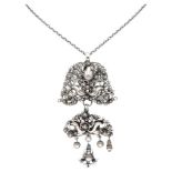 Sterling silver necklace with antique cannetille pendant with elegant details.