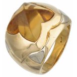 Bvlgari 18K. bicolor gold 'Pyramid' ring set with citrine.