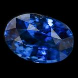 NEL certified 4.57 ct. oval cut natural blue sapphire, presumably from Sri Lanka.