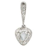 Antique Pt 850 platinum pendant set with diamond.