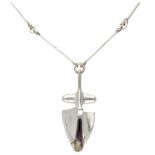 Sterling silver 'Iguana' necklace with purple acrylic by Finnish designer Björn Weckström for Lappon