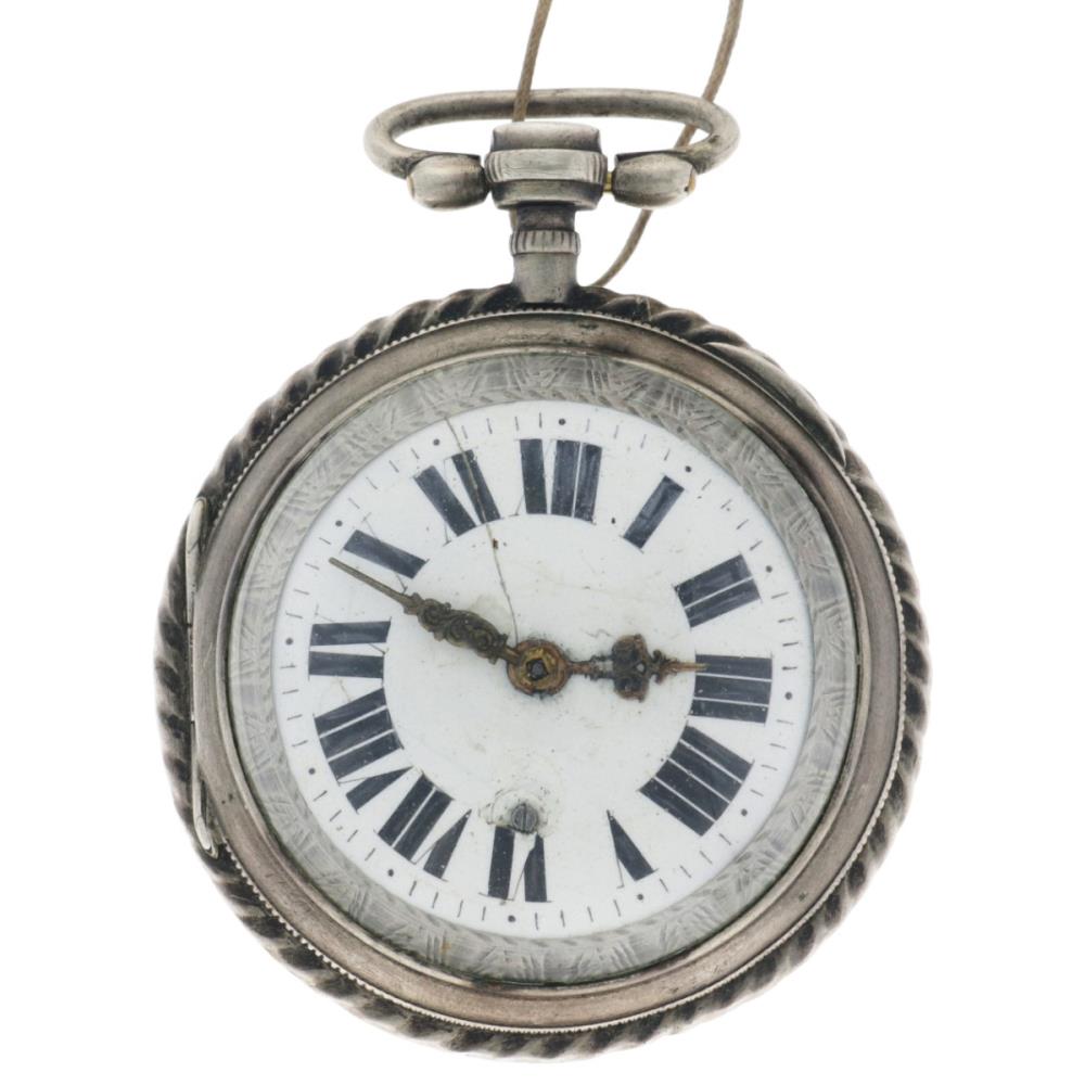 Silver Pocket Watch Verge Fusee- Men's pocket watch - approx. 1850.