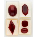 Lot of 5 cabochon cut natural carnelians.