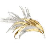 Gold plated silver leaf shaped brooch by Danish designer Orla Eggert for Flora Danica.