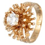 Vintage BLA 10K. yellow gold sputnik ring set with cubic zirconia by Canadian designer EDCL.