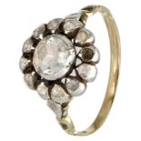 14K. Yellow gold/sterling silver cluster ring set with rose cut diamonds.