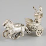Miniature Roman chariot (biga) with charioteer silver.