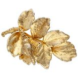 Gold-plated silver leaf shaped brooch by Danish designer Orla Eggert for Flora Danica.