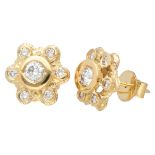 Vintage 14K. yellow gold ear studs set with approx. 0.68 ct. diamond.