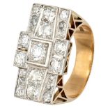 Art Deco 14K. yellow gold tank ring set with approx. 2.48 ct. diamond.