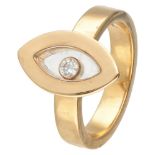 18K. Yellow gold Chopard Happy Diamond navette ring set with approx. 0.05 ct. diamond.