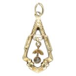 Antique 14K. yellow gold pendant set with a rose cut diamond.