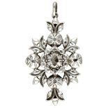 Antique sterling silver pendant set with rose cut diamonds.